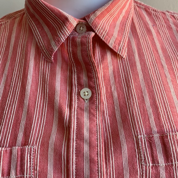 Pink Striped Lauren Cotton Blouse Petite Large - Picture 3 of 8